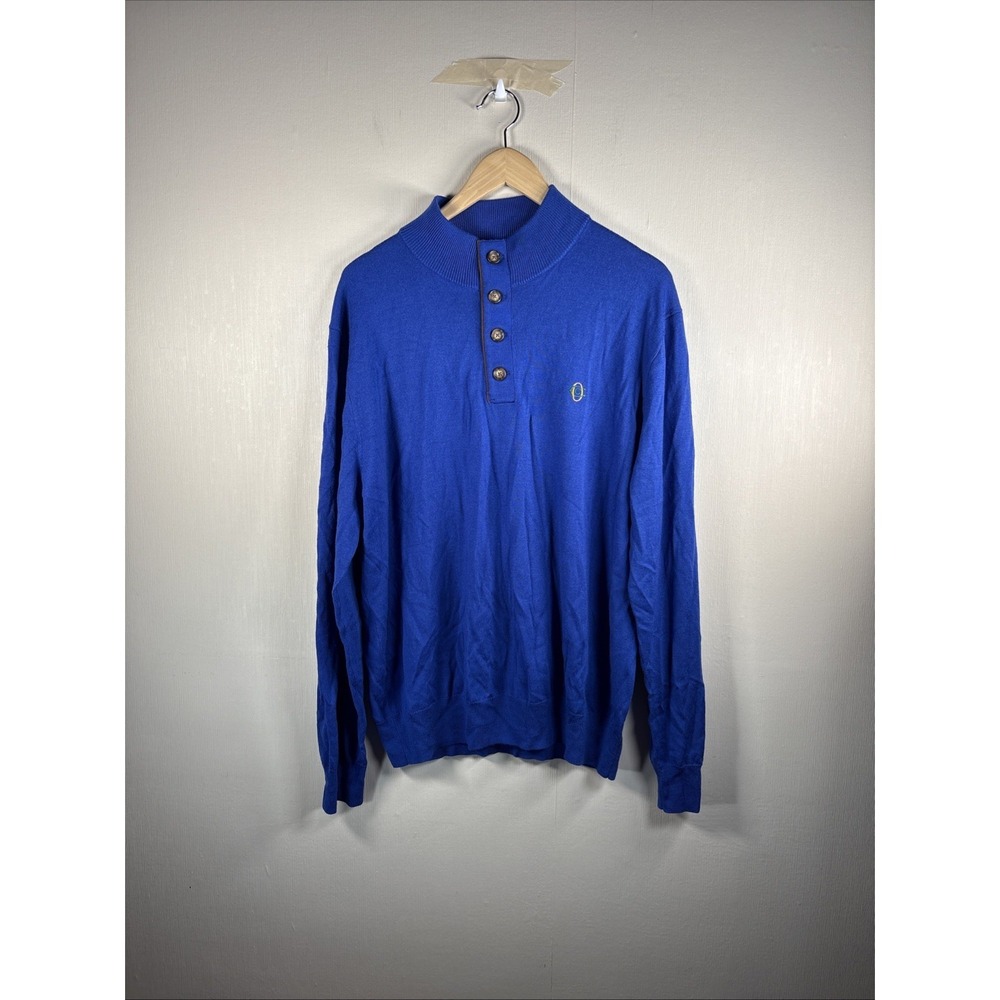 Polo Golf Ralph Lauren Sweater Mens XL Blue Washable Merino Wool Mock Neck - Picture 2 of 10